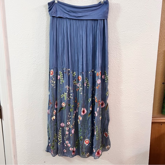 angela mara Dresses & Skirts - Angela Mara boho blue embroidered maxi skirt